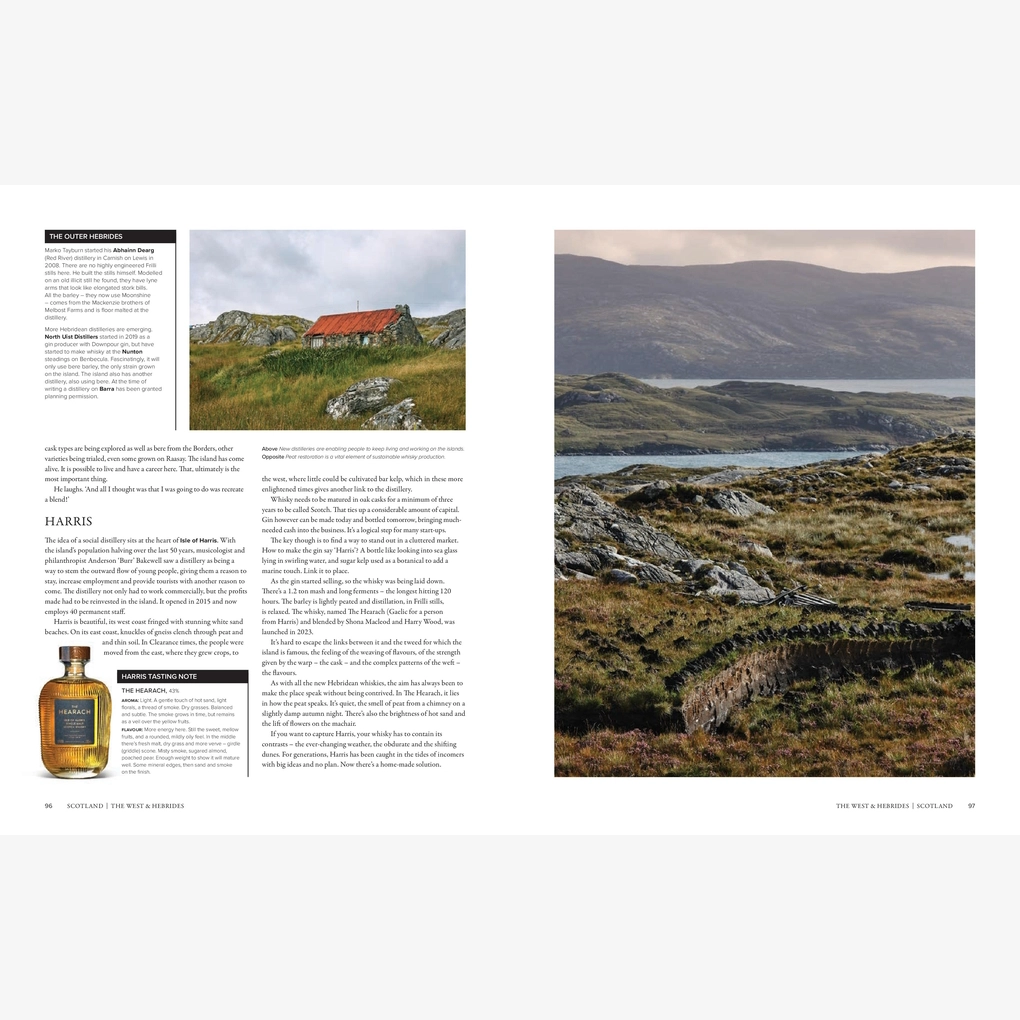 An interior spread on the whisky of the Hebrides.